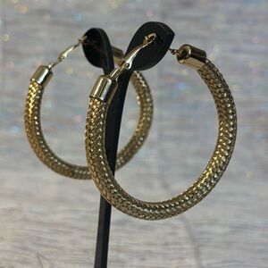 Elegant Bold Patterned Gold Hoop Earrings